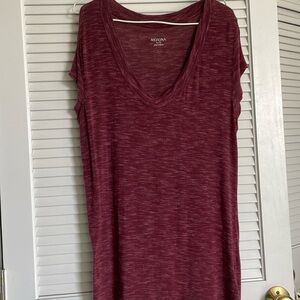 D  Merona XL Plum Deep-V neck soft stretch knit long body sleepshirt tee